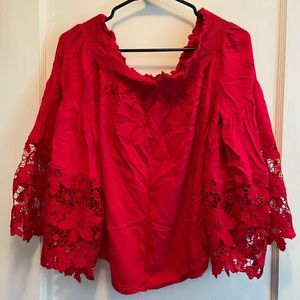 Red Laced Bell Armed Shirt
